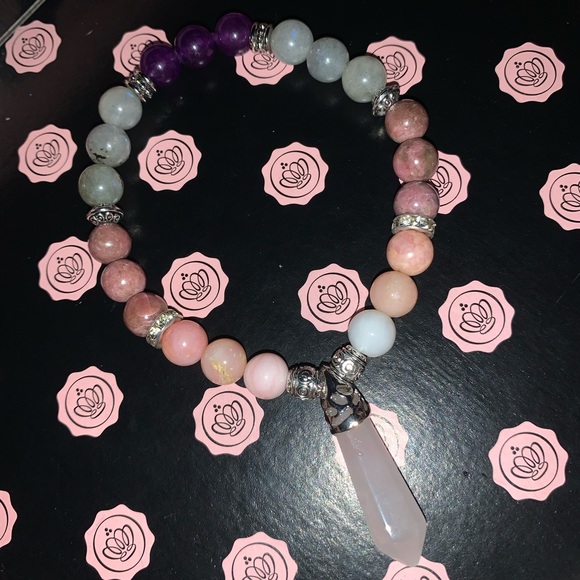🪬2/$25🪬 New “Ultimate Healer” SS Rose Quartz Point & 8mm Rhodonite Bracelet - Picture 1 of 16
